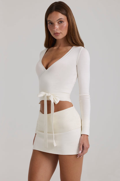 Soft Knit Wrap Top in Ivory