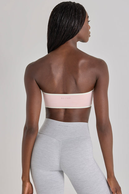 Soft Active Bandeau Sports Bra in Blush Marl