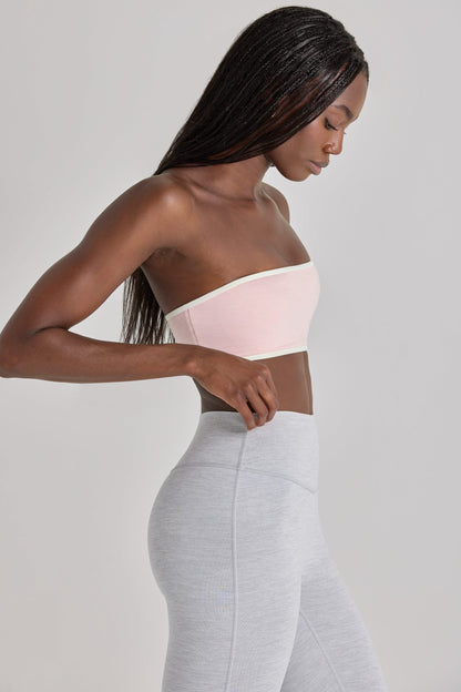 Soft Active Bandeau Sports Bra in Blush Marl