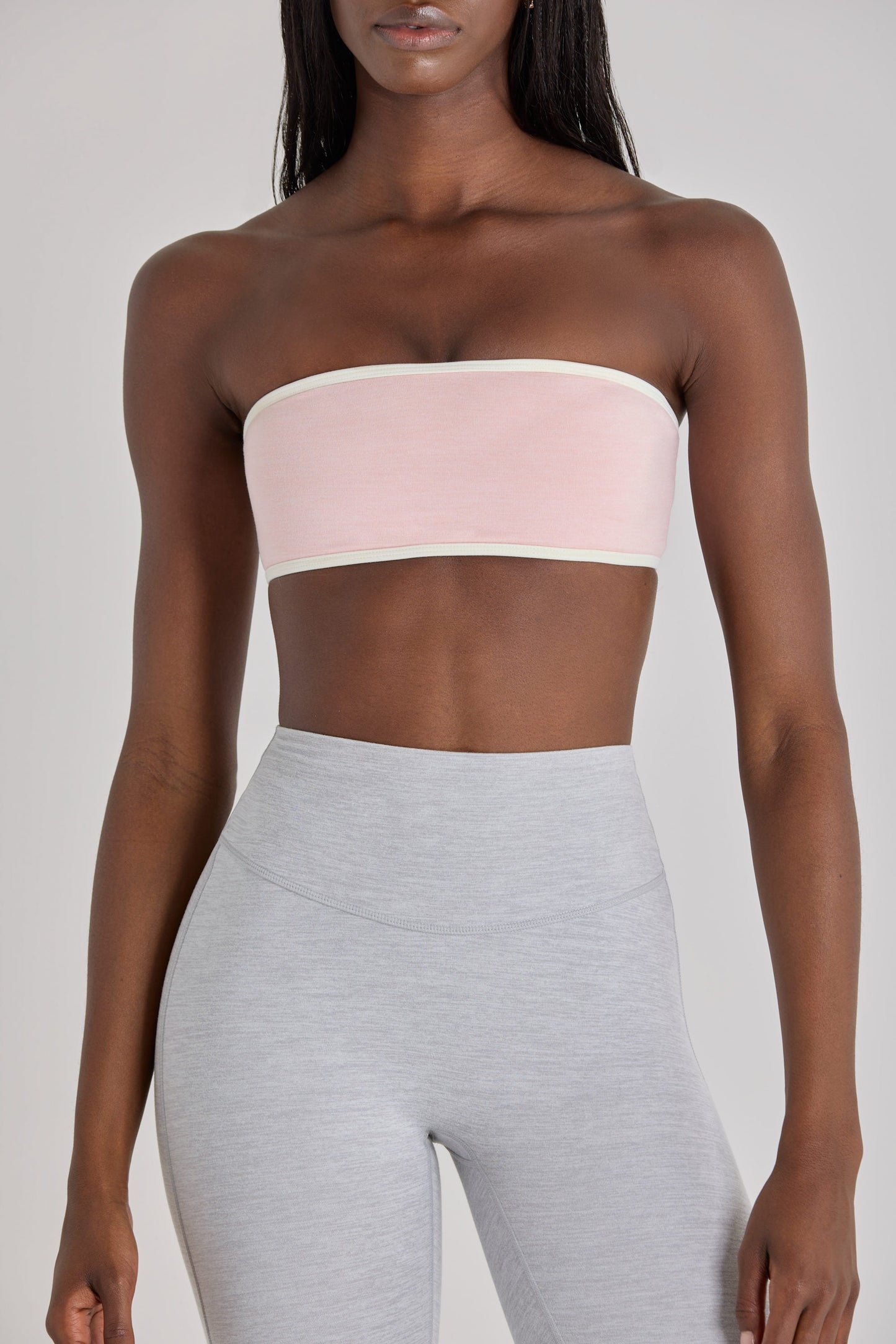 Soft Active Bandeau Sports Bra in Blush Marl