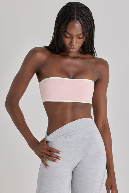 Soft Active Bandeau Sports Bra in Blush Marl