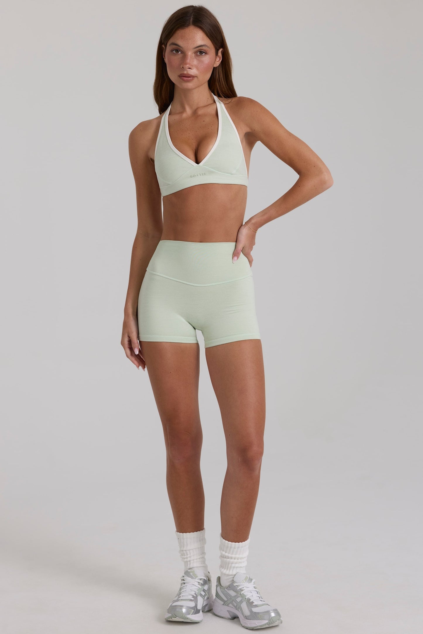 Soft Active Mini Shorts in Sage Marl