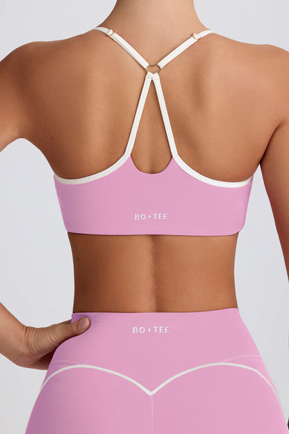 Soft Active Sweetheart-Neck Sports Bra in Dusty Pink