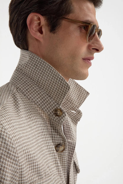 Beige houndstooth safari jacket - Made in Italy
