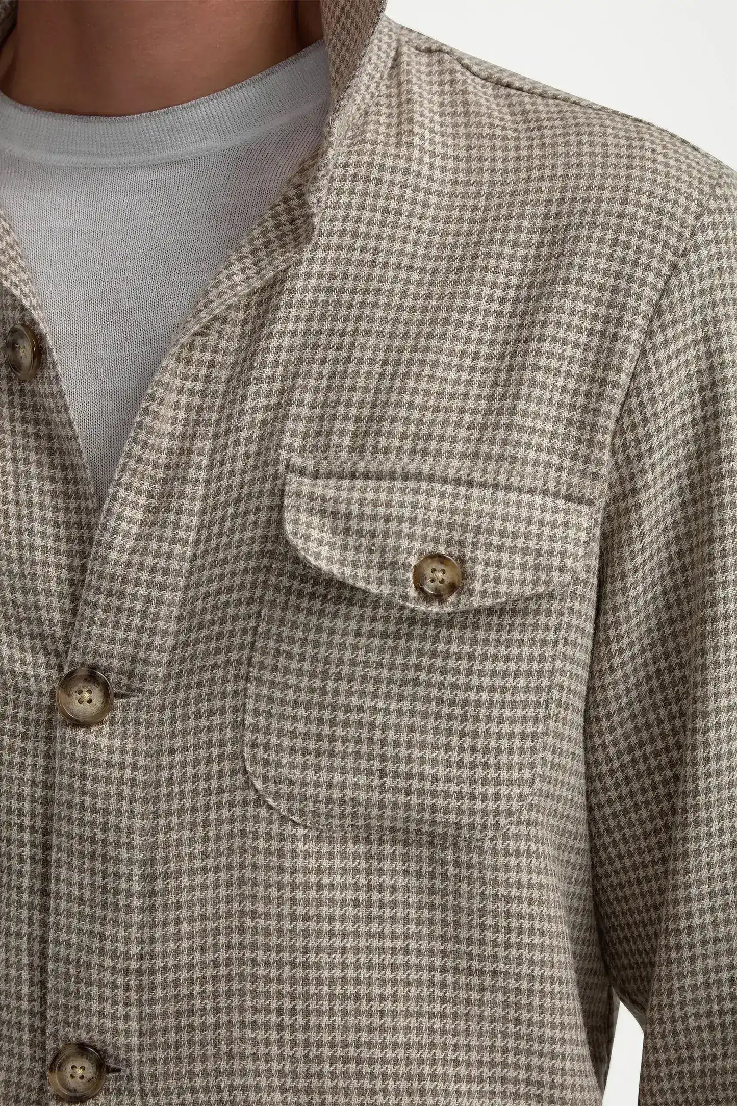 Beige houndstooth safari jacket - Made in Italy