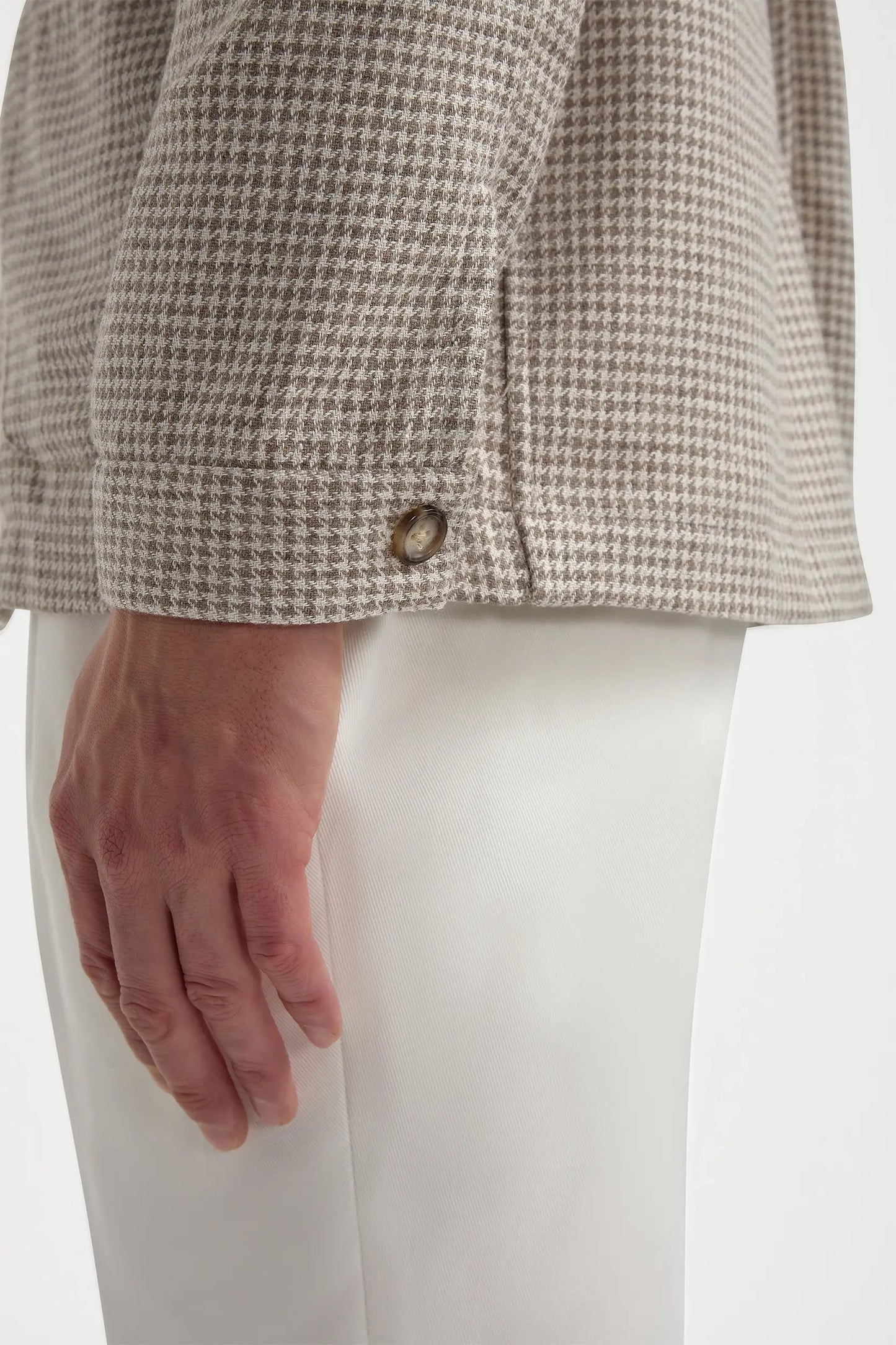 Beige houndstooth safari jacket - Made in Italy