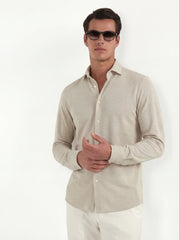 Beige jersey merino shirt - Made in Italy