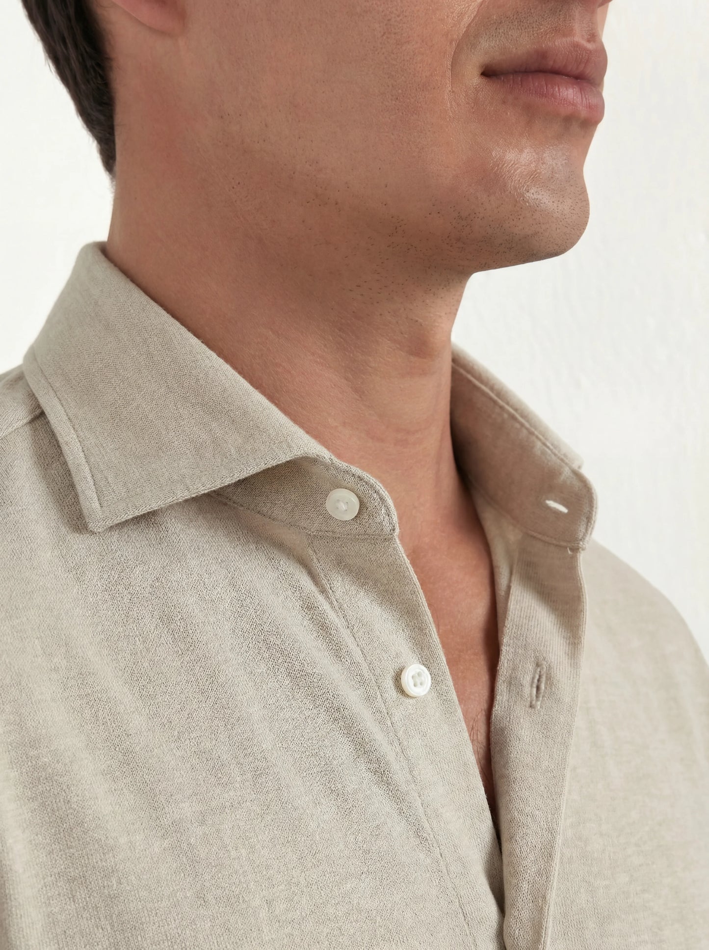 Beige jersey merino shirt - Made in Italy