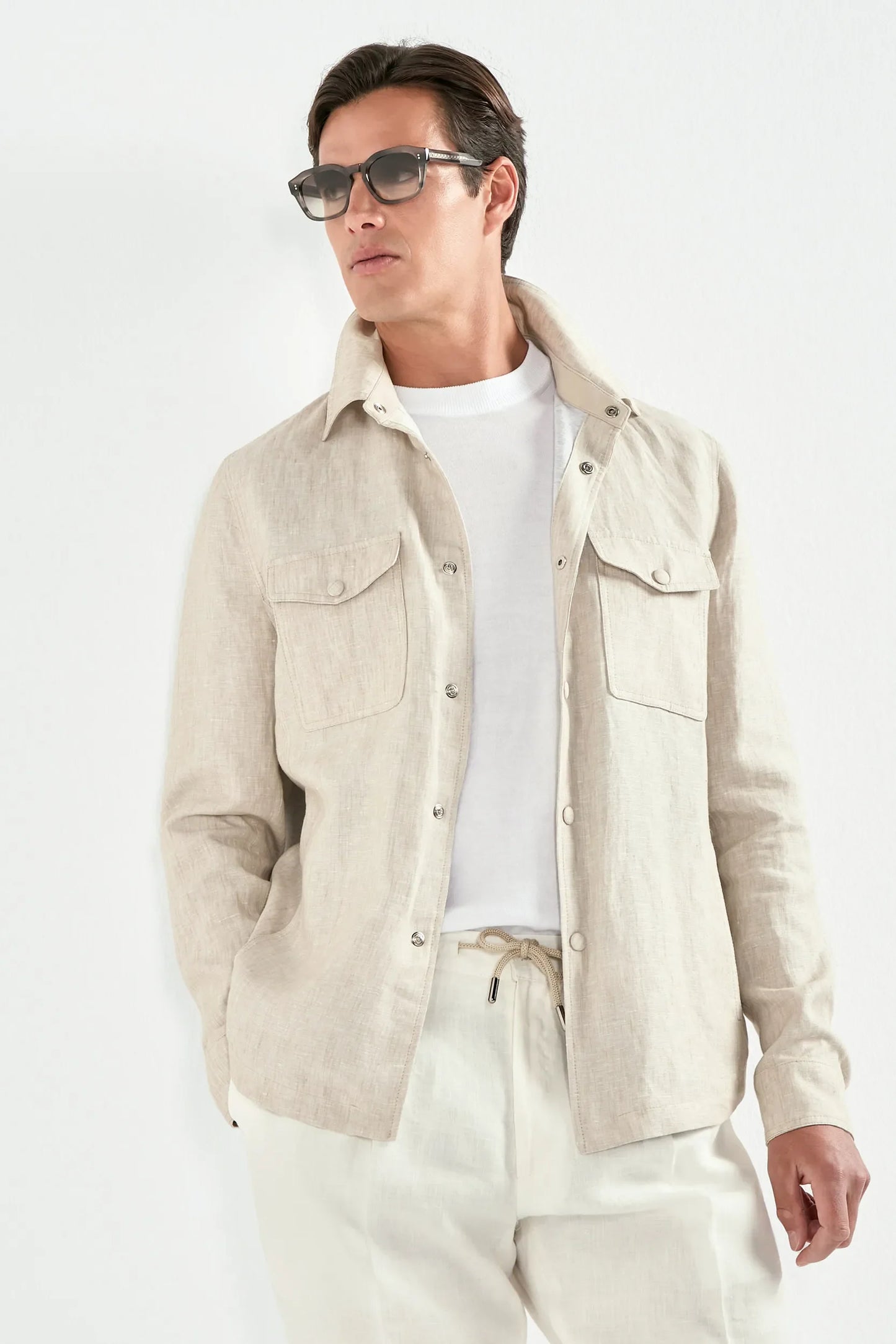 Beige linen overshirt - Made in Italy