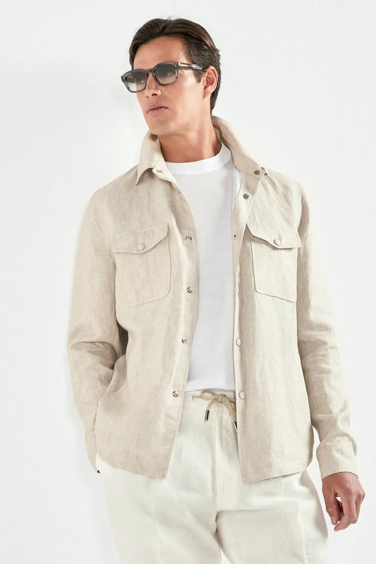 Beige linen overshirt - Made in Italy