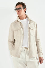 Beige linen overshirt - Made in Italy