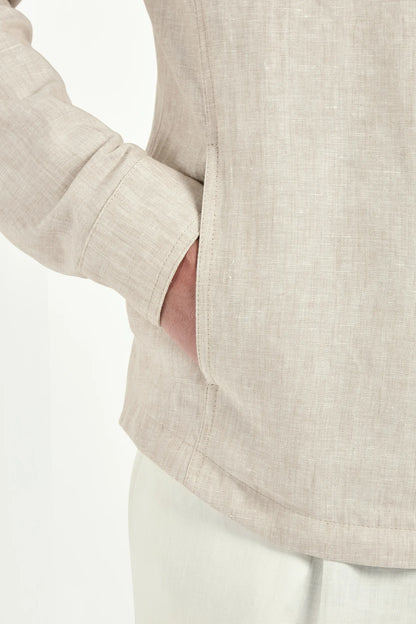 Beige linen overshirt - Made in Italy