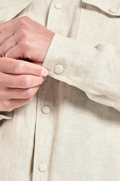 Beige linen overshirt - Made in Italy