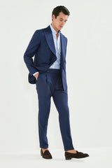 Blue double breasted striped suit - Made in Italy