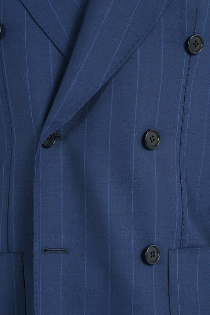 Blue double breasted striped suit - Made in Italy