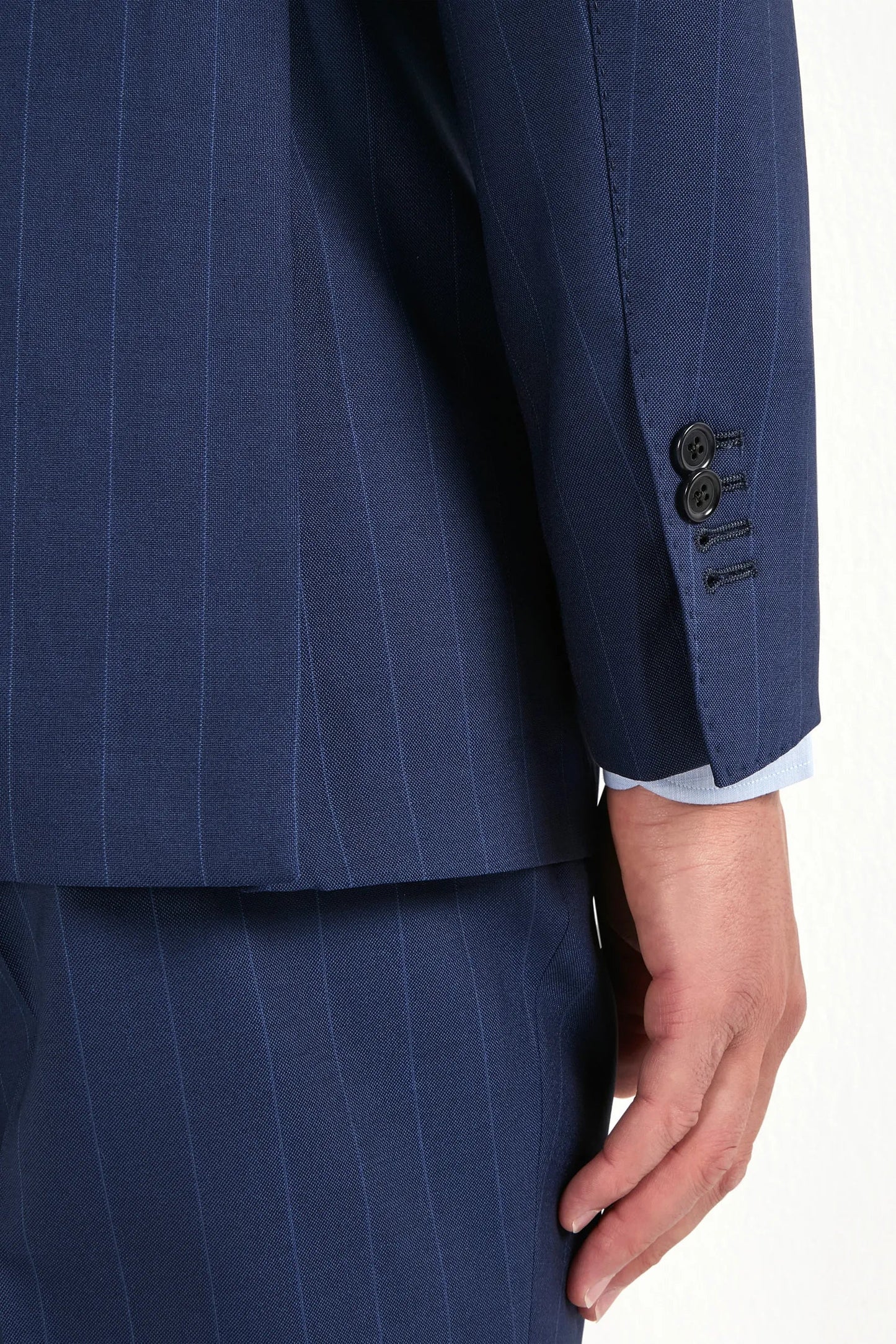 Blue double breasted striped suit - Made in Italy