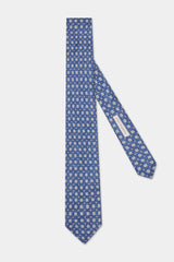 Blue flower silk tie - Made in Italy