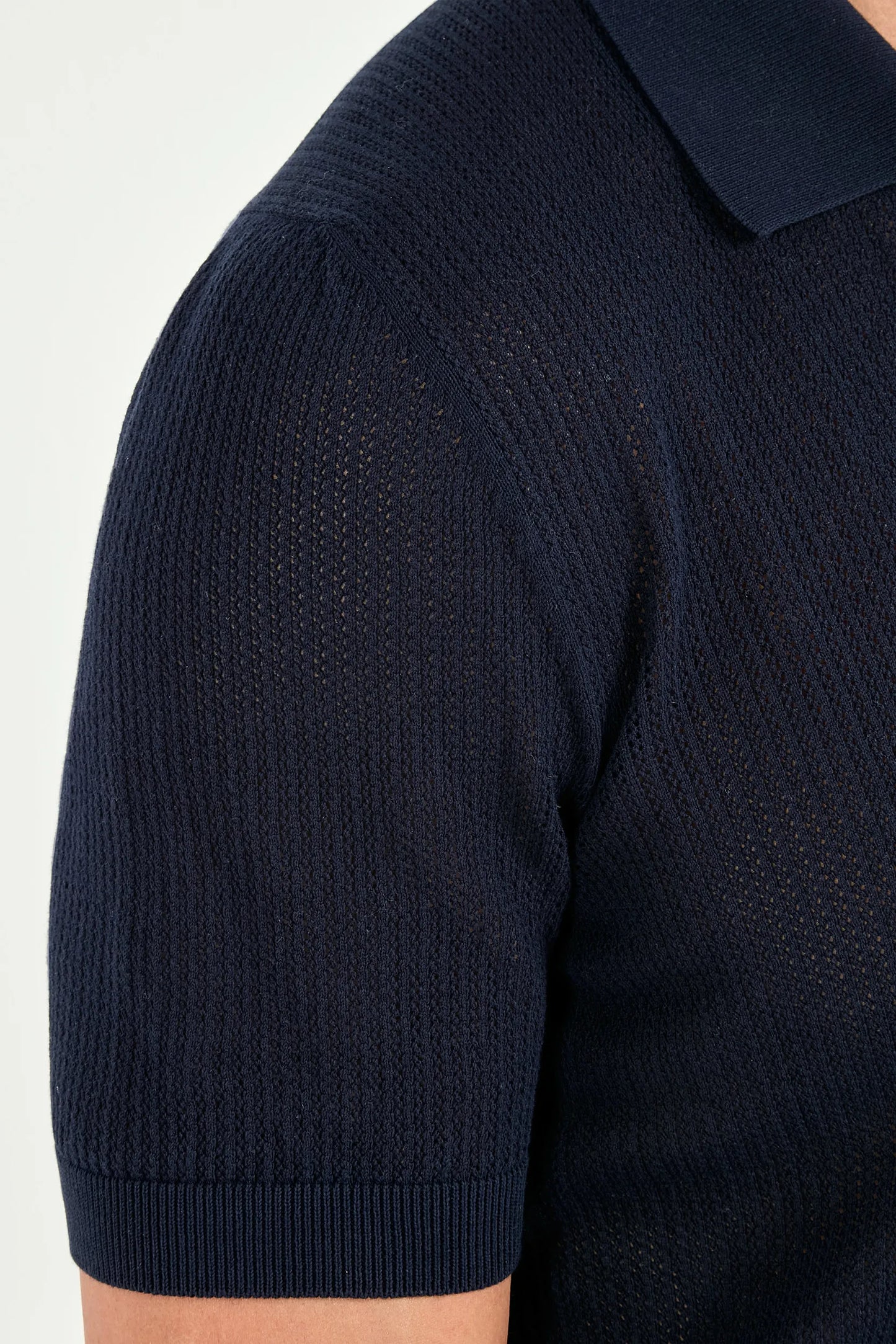 Blue knitted polo cardigan - Made in Italy