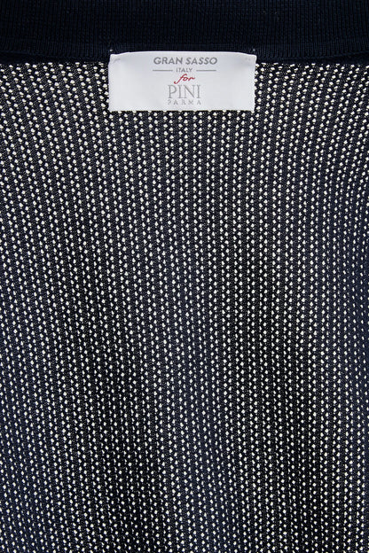 Blue knitted polo cardigan - Made in Italy