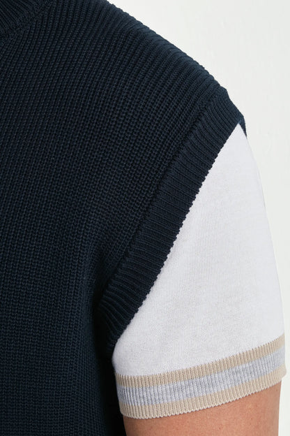 Blue knitted vest - Made in Italy