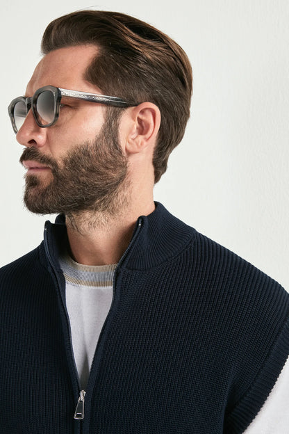 Blue knitted vest - Made in Italy