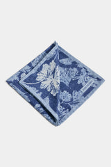Blue macro flower pocket square - Made in Italy
