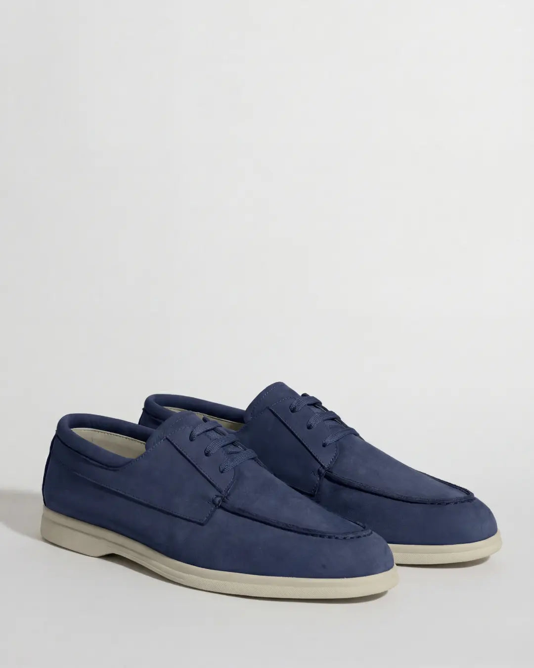 Blue nabuk boat loafers - Made in Italy