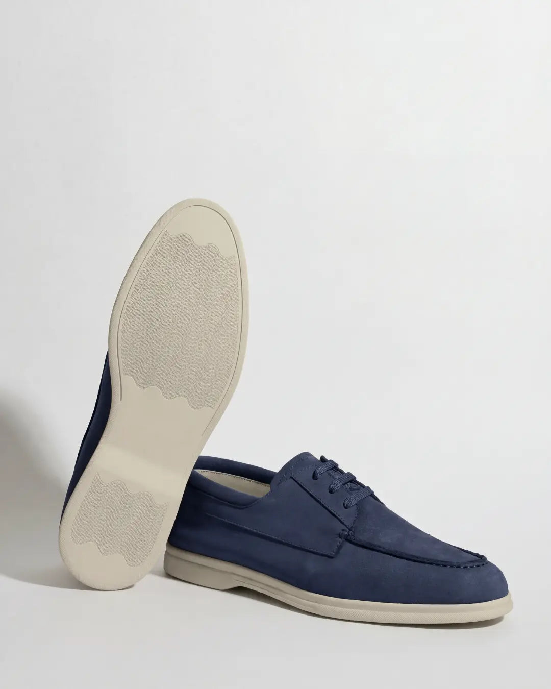 Blue nabuk boat loafers - Made in Italy