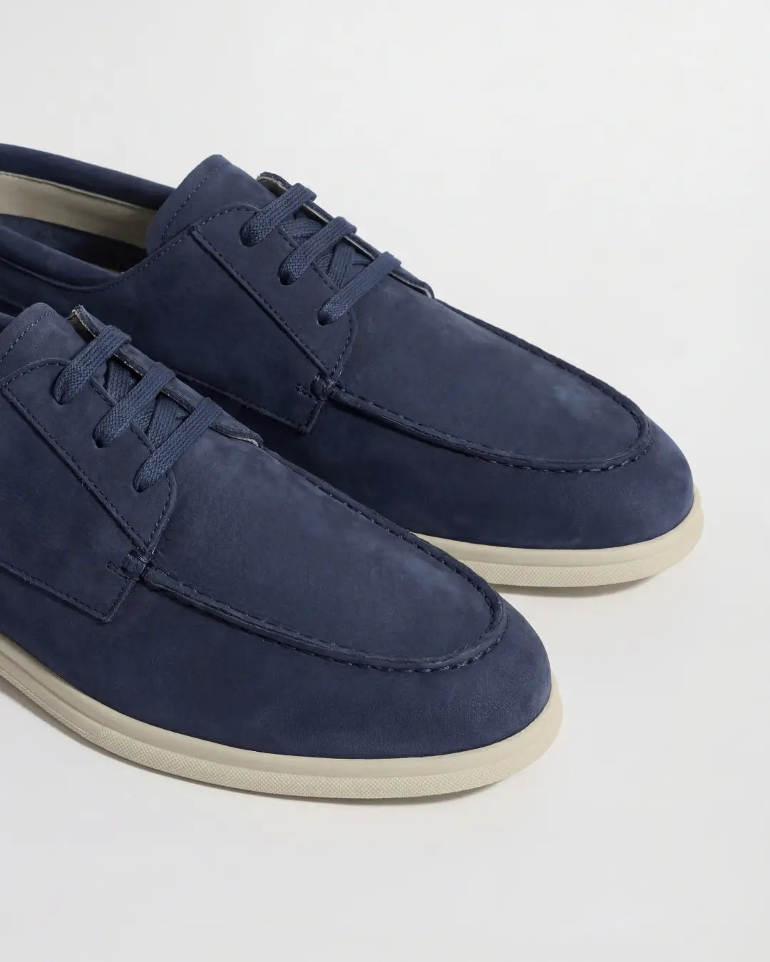 Blue nabuk boat loafers - Made in Italy