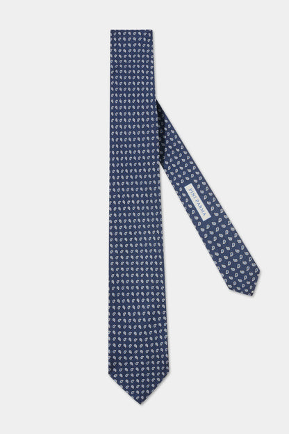 Blue paisley silk tie - Made in Italy
