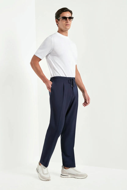 Blue travel Alassio trousers - Made in Italy