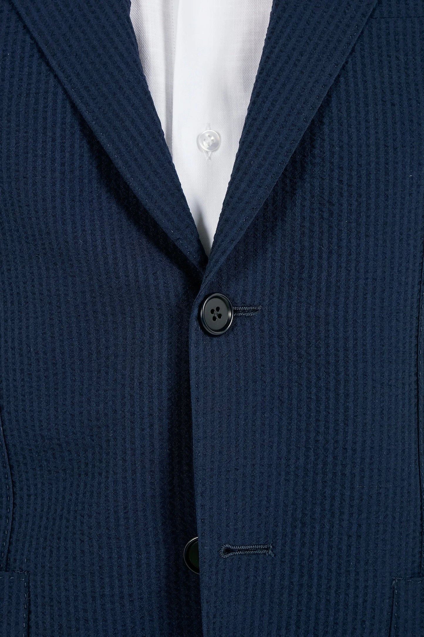 Blue wool and silk seersucker suit - Made in Italy