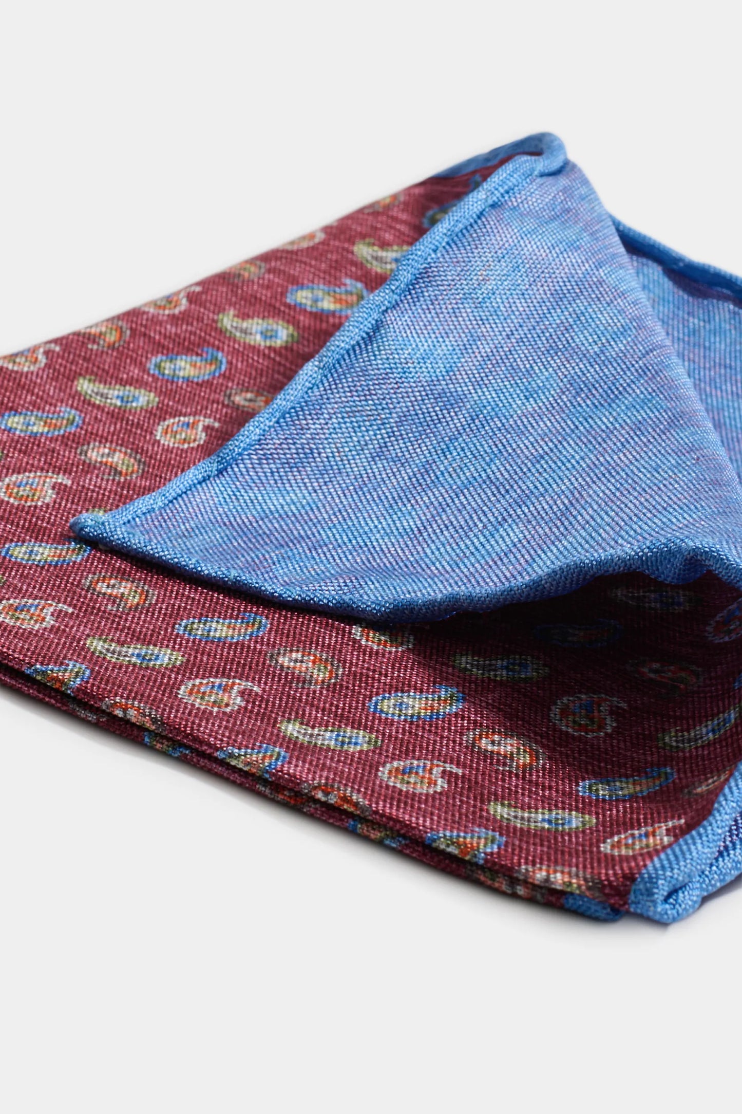 Bordeaux paisley pocket square - Made in Italy
