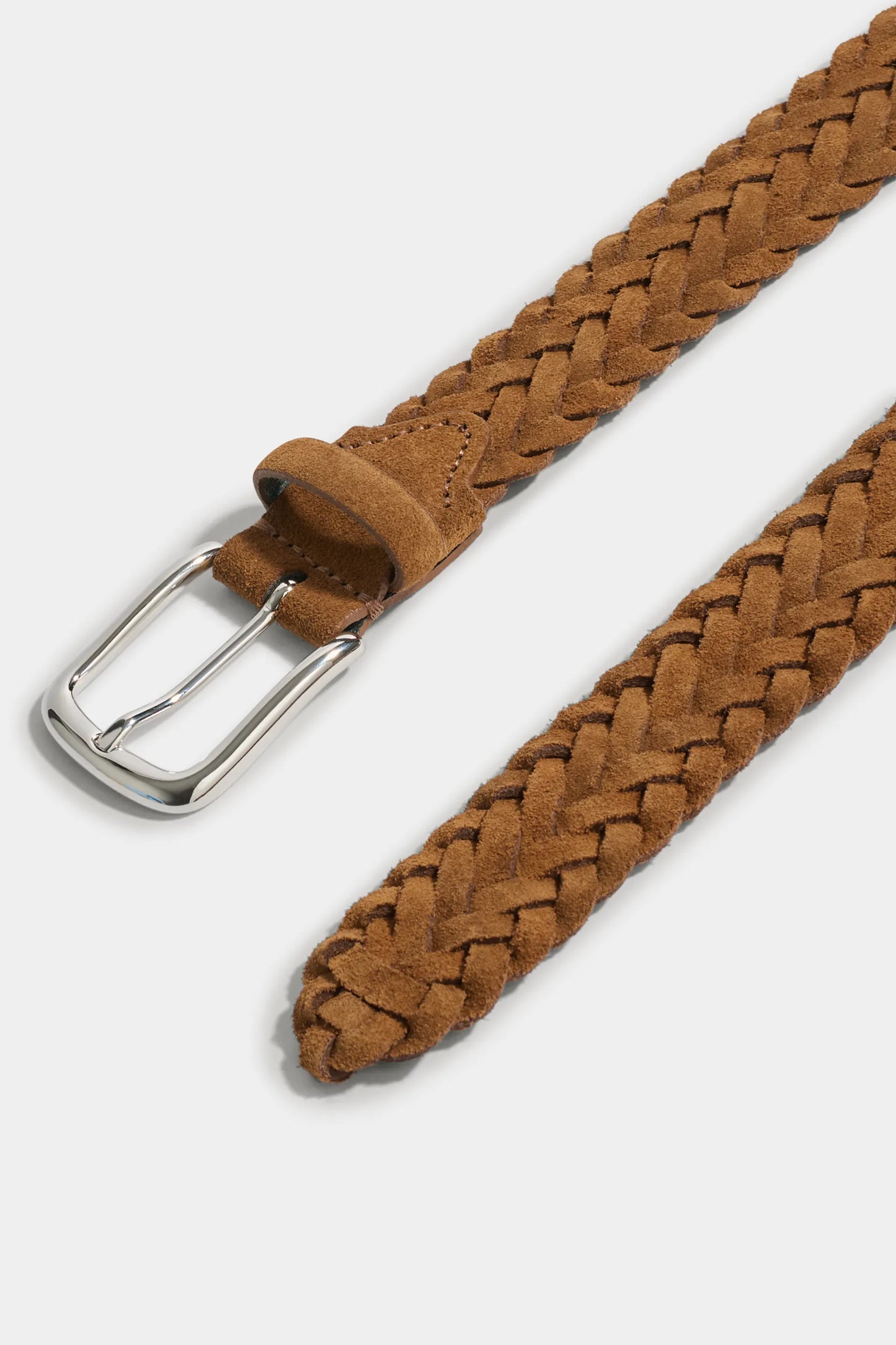 Cognac braided suede belt - Made in Italy