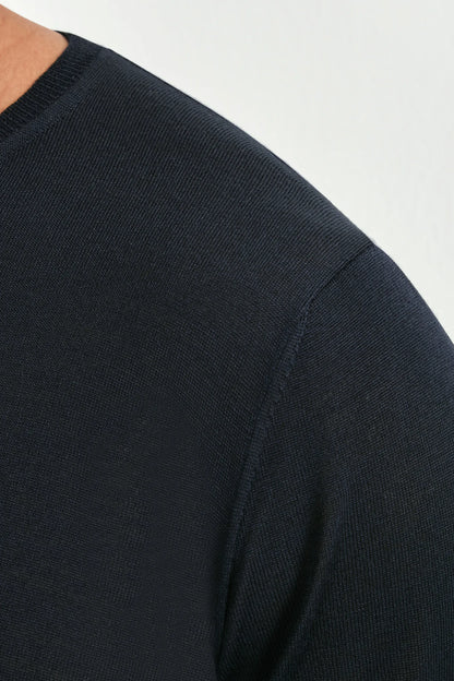 Dark navy wool t-shirt - Made in Italy