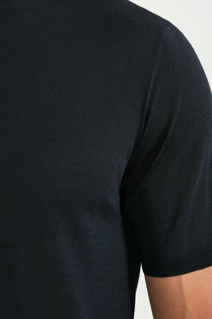 Dark navy wool t-shirt - Made in Italy