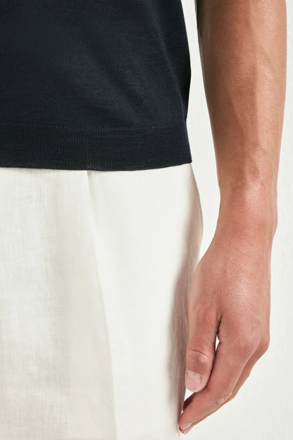 Dark navy wool t-shirt - Made in Italy