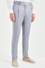 Dusty blue Soragna trousers - Made in Italy