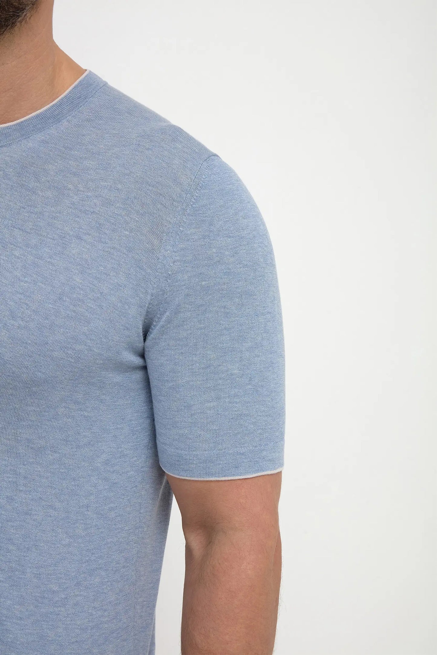 Dusty blue knitted t-shirt - Made in Italy