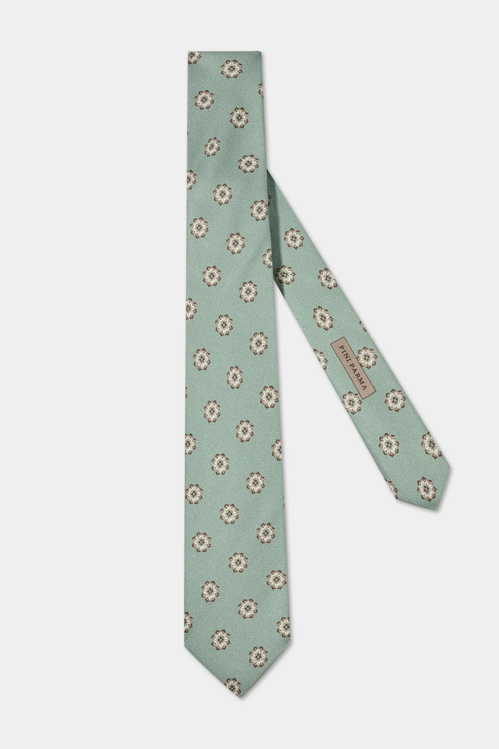 Green macro fancy silk tie - Made in Italy