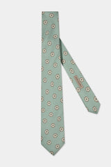 Green macro fancy silk tie - Made in Italy