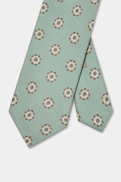 Green macro fancy silk tie - Made in Italy
