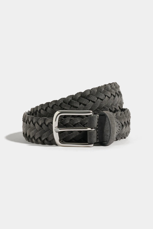 Grey braided suede belt - Made in Italy