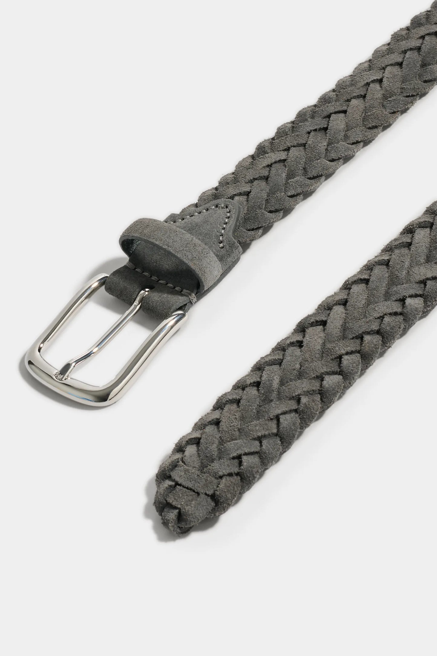 Grey braided suede belt - Made in Italy