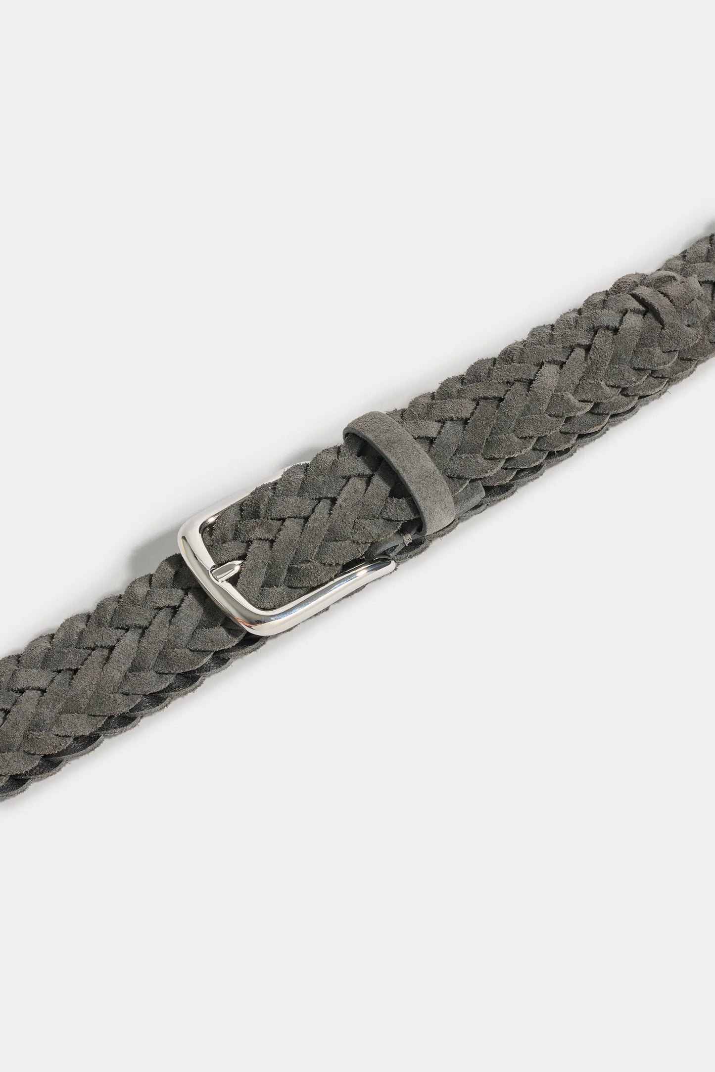 Grey braided suede belt - Made in Italy