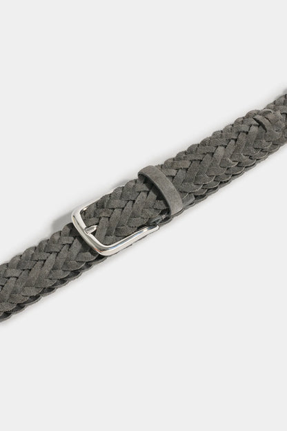 Grey braided suede belt - Made in Italy