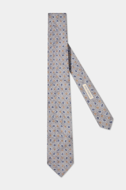 Grey fancy silk tie - Made in Italy