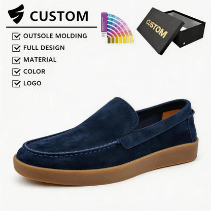 Mocassins masculinos de couro feitos à mão, calçados estilo business casual
