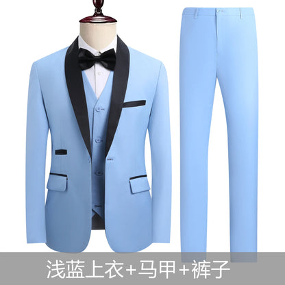 Shengqiu Aristocratic 2025 Summer Wedding Suit Groom High-end Business Casual Men's Slim-fit Three-piece