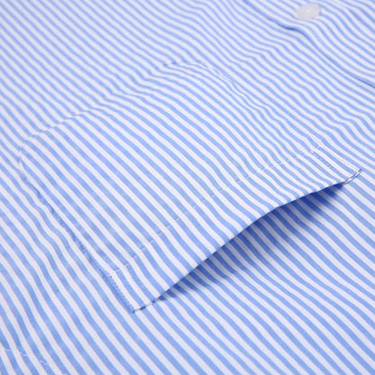 Camisa masculina clássica francesa com punhos listrados, bolso único, ajuste padrão, camisas de casamento de manga comprida (abotoaduras incluídas)